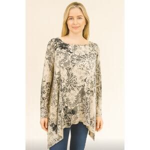 Peruvian Connection SZ M/L Boat-Neck Long Sleeve Pima Cotton Blend Swing Top